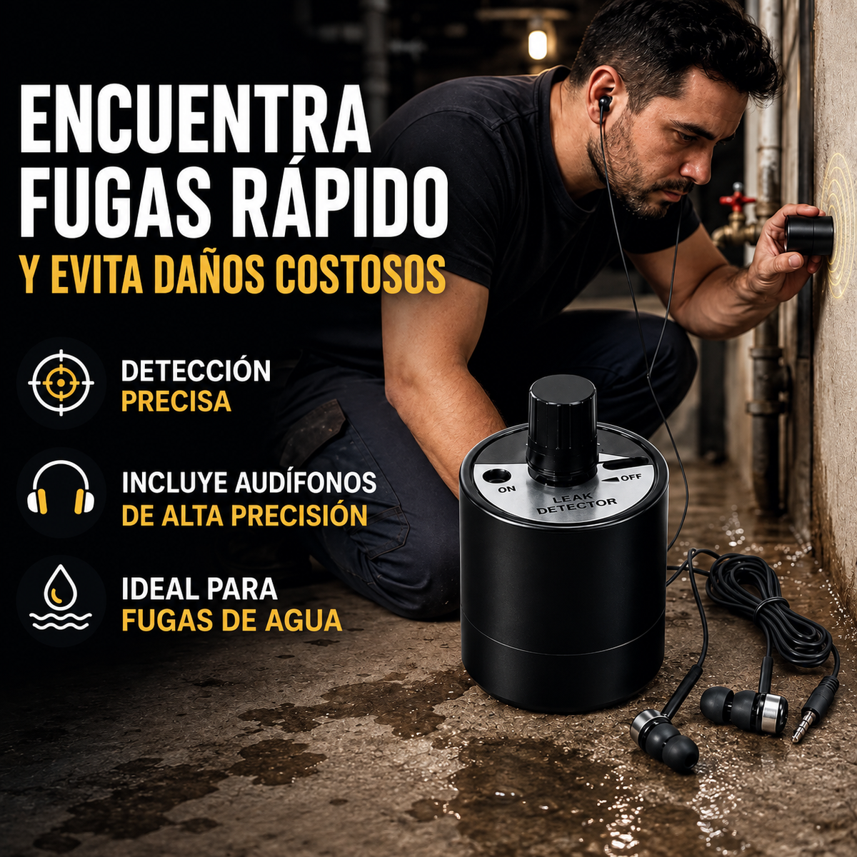 Detector de Fugas De Agua y Gas Ultrasonico