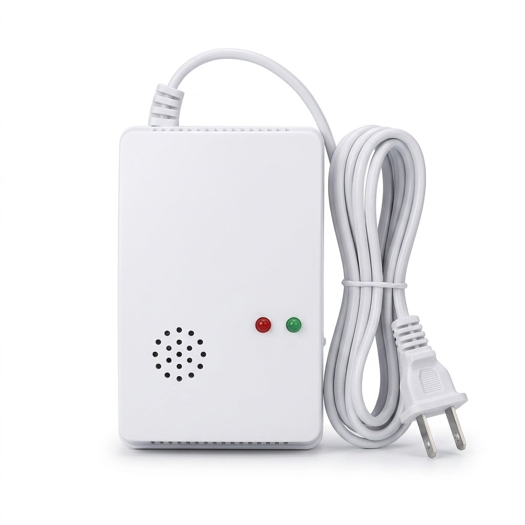 Alarma de fuga de gas para casa, fondo blanco